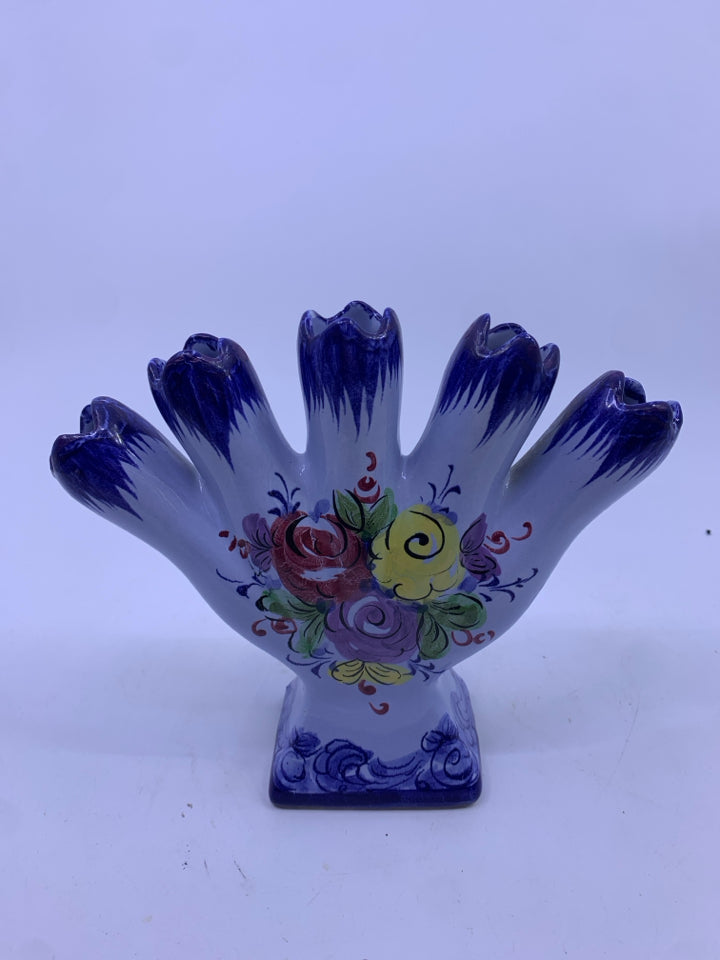 FLORAL PAINTED FAN VASE.