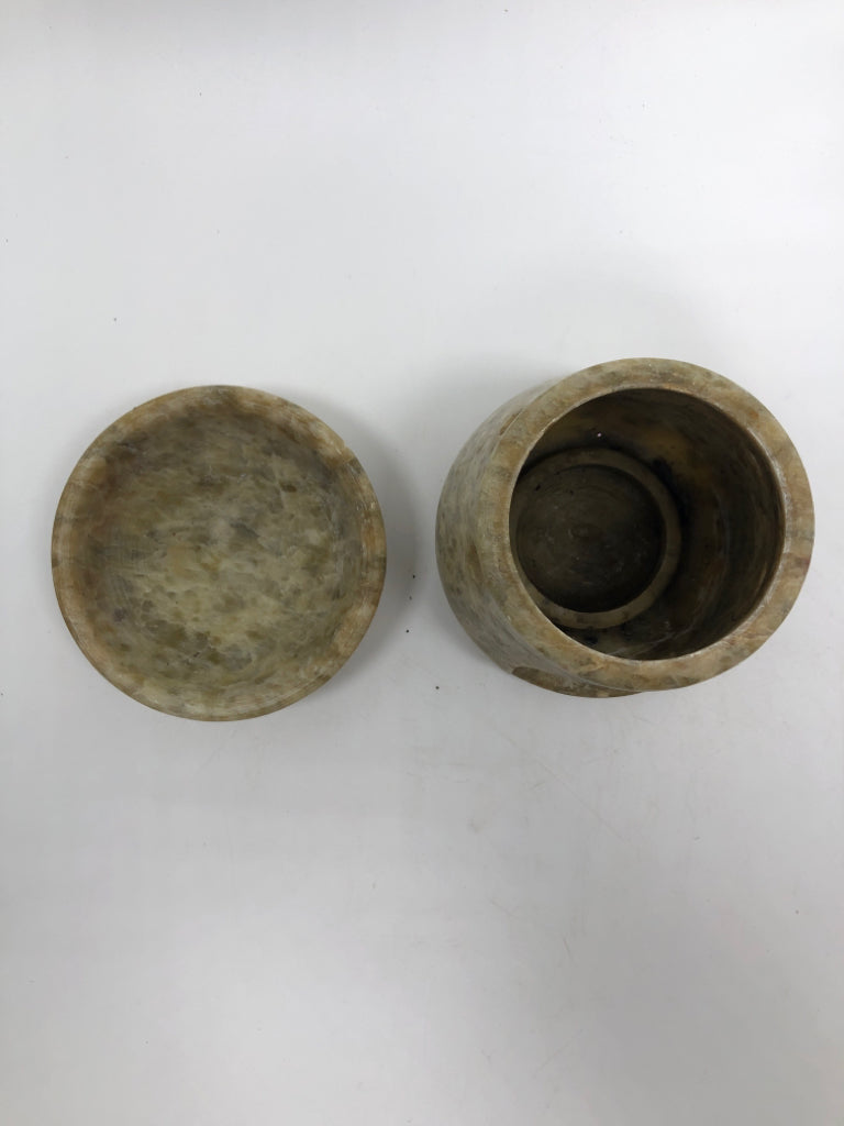 TAN STONE TEA LIGHT WAX WARMER.