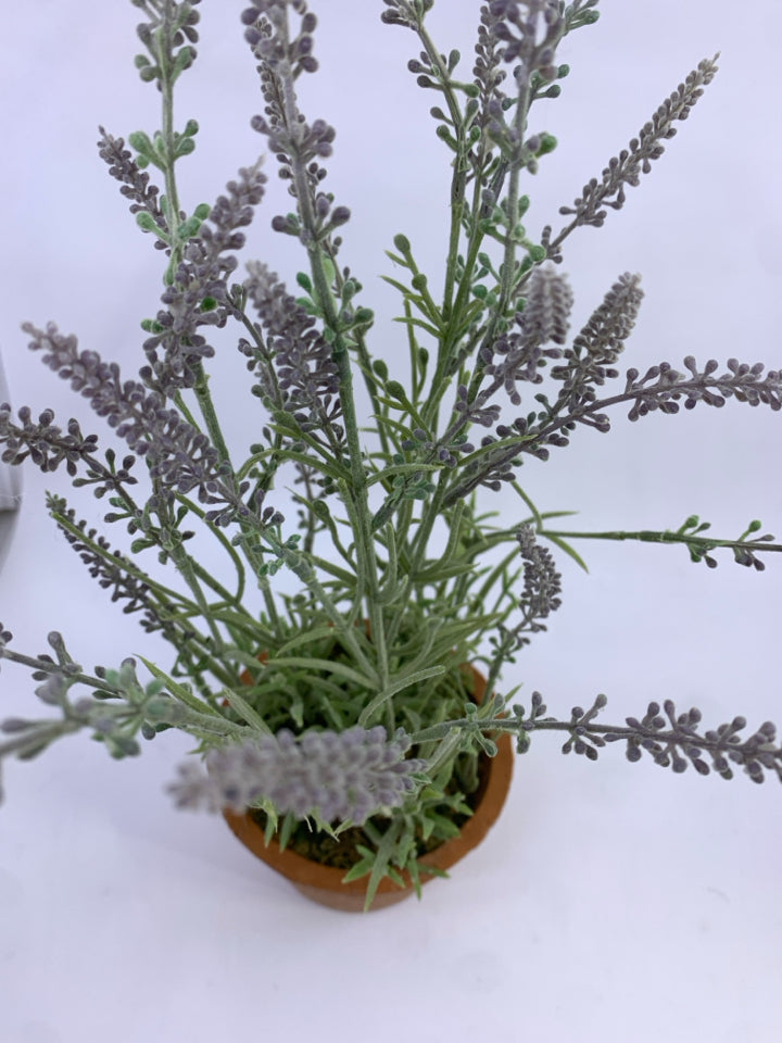 FAUX LAVENDER IN TERRACOTTA POT.