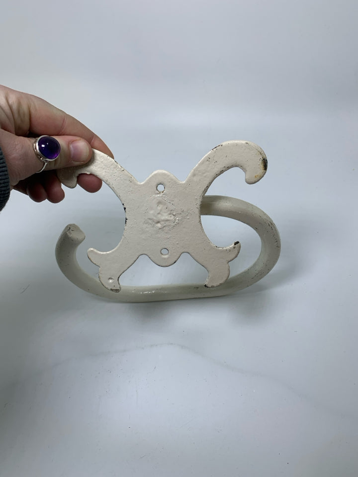 WHITE HEAVY METAL TOILET PAPER WALL MOUNT.