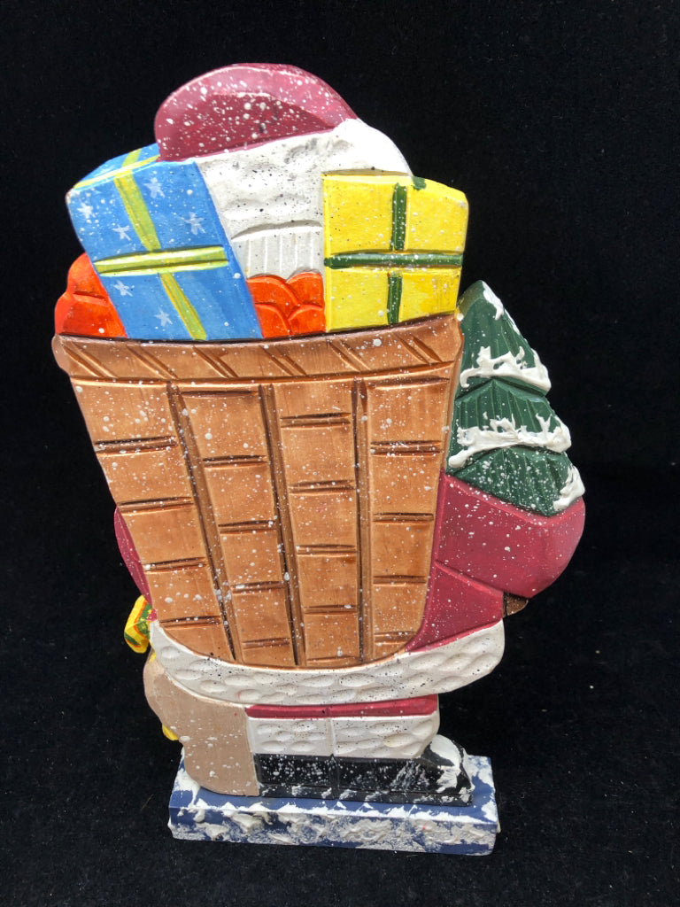 WOOD STANDING COLORFUL SANTA.