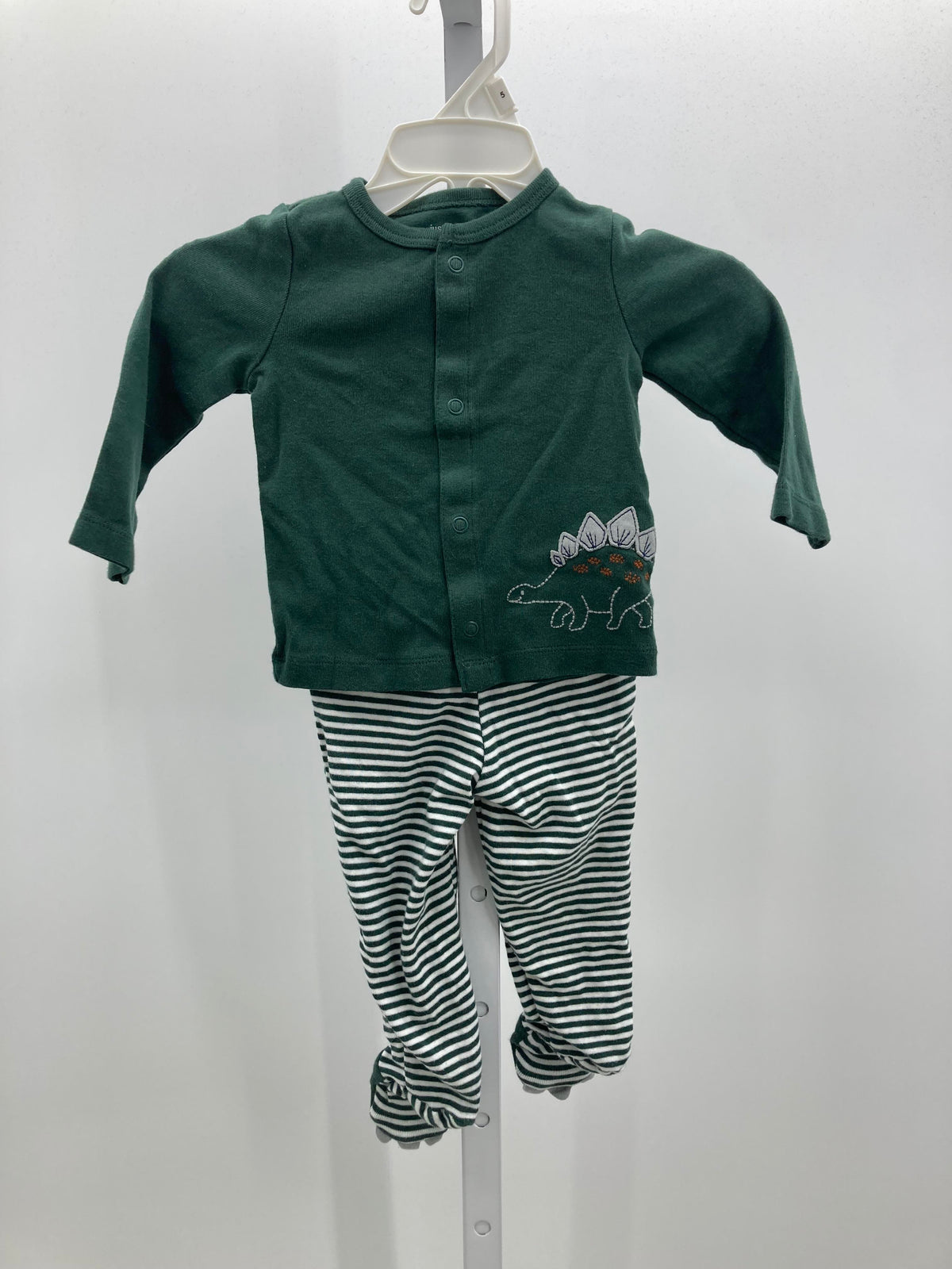 STEGOSAURUS SHIRT AND STRIPE PANTS