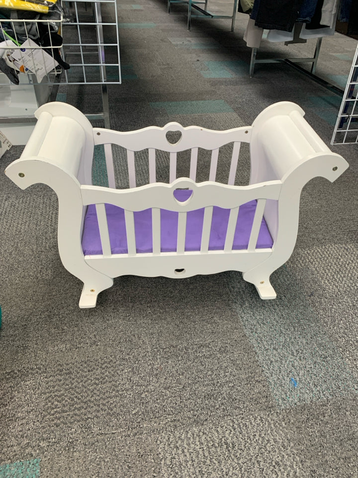 Melissa & Doug White Wooden Doll Crib with Mattress