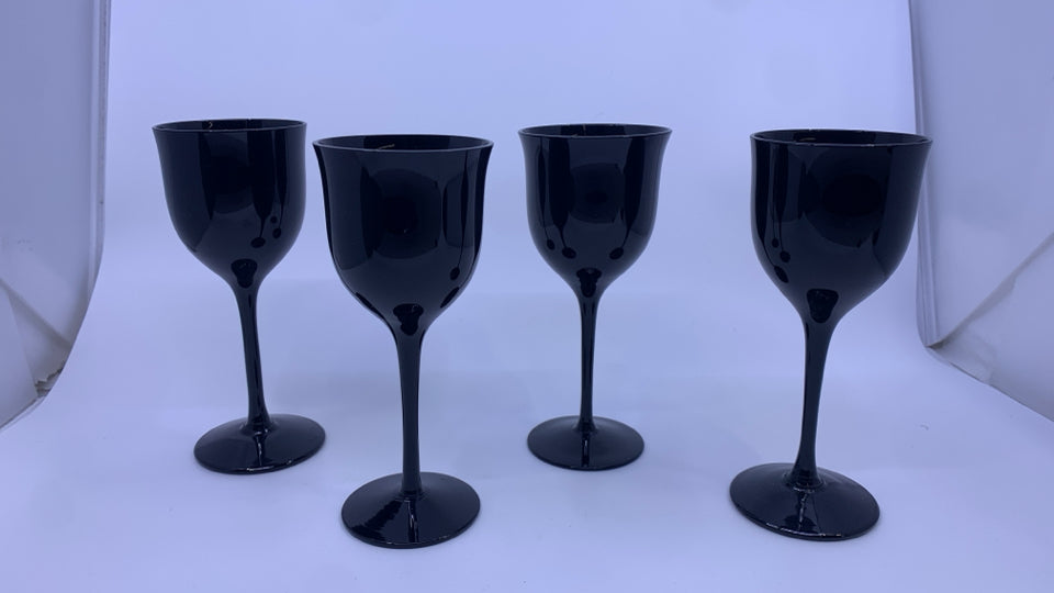 4 BLACK ROSE GLASSES.