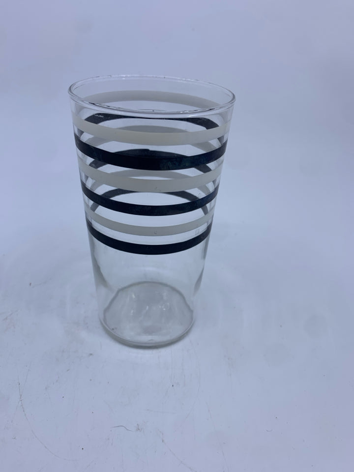 4 BLACK AND WHITE STRIPED GLASSES.