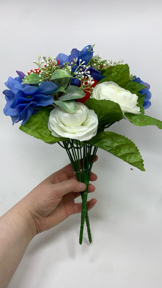 FAUX RED WHITE AND BLUE BOUQUET.