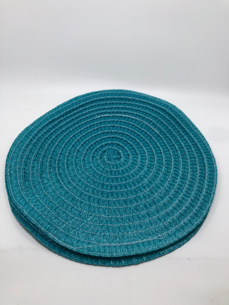 4 TEAL WOVEN PLACEMATS.