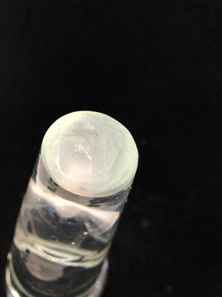 BLOWN CLEAR GLASS WALL VASE.
