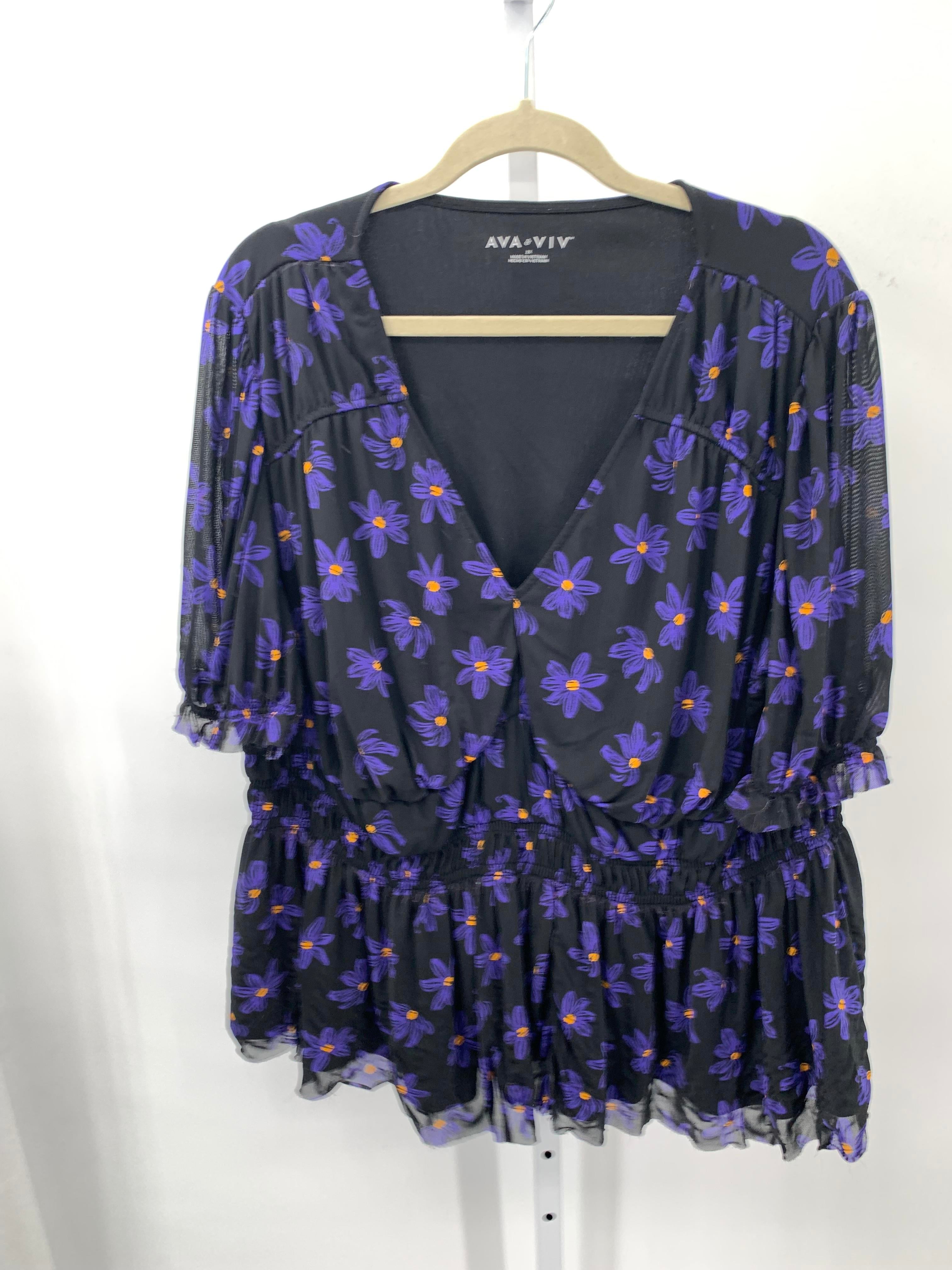 Ava & Viv Size 2X Womens Short Sleeve Shirt