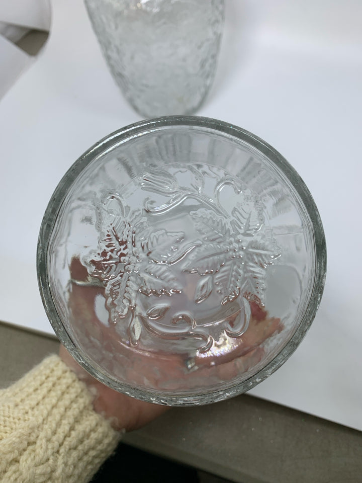 2 PRINCESS HOUSE FANTASIA PATTERN GLASS CANISTERS.