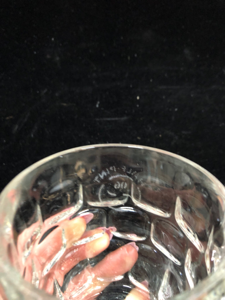 2 THUMBPRINT CUT GLASS MUGS.
