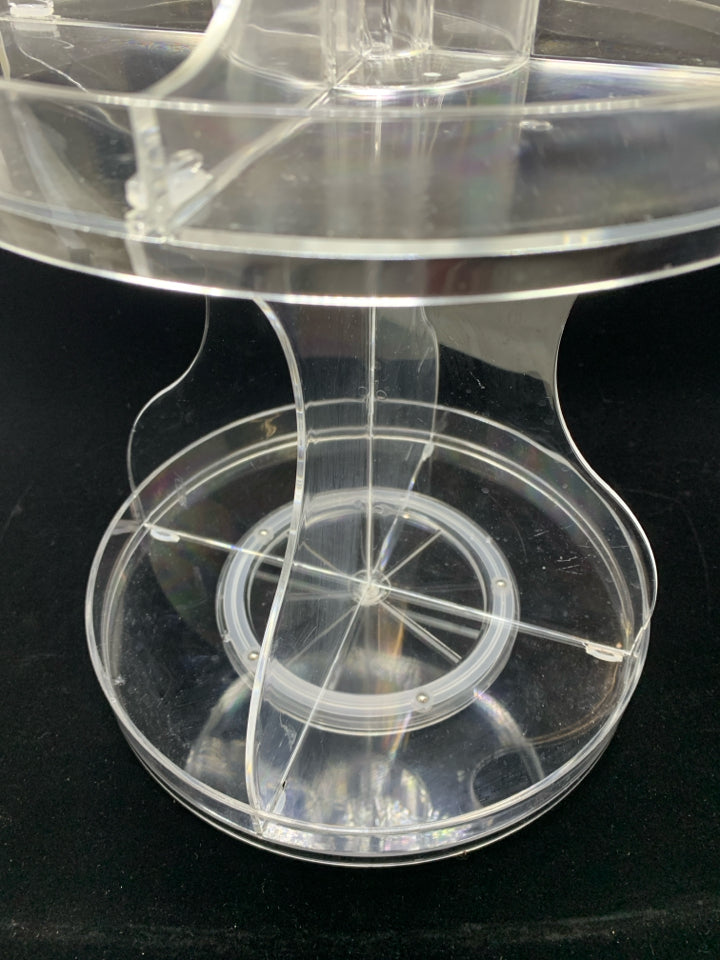 SPINNING PLASTIC BATHROOM BOTTLE STORAGE.