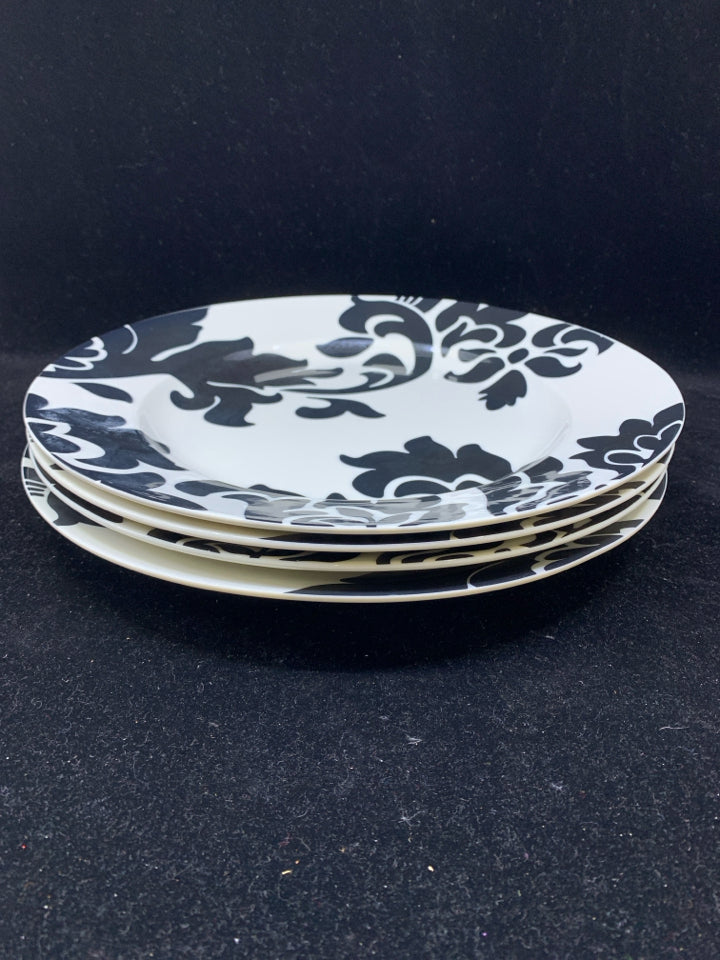 12PC WHITE/BLACK FLOWERS DINNER SVC FOR 4.