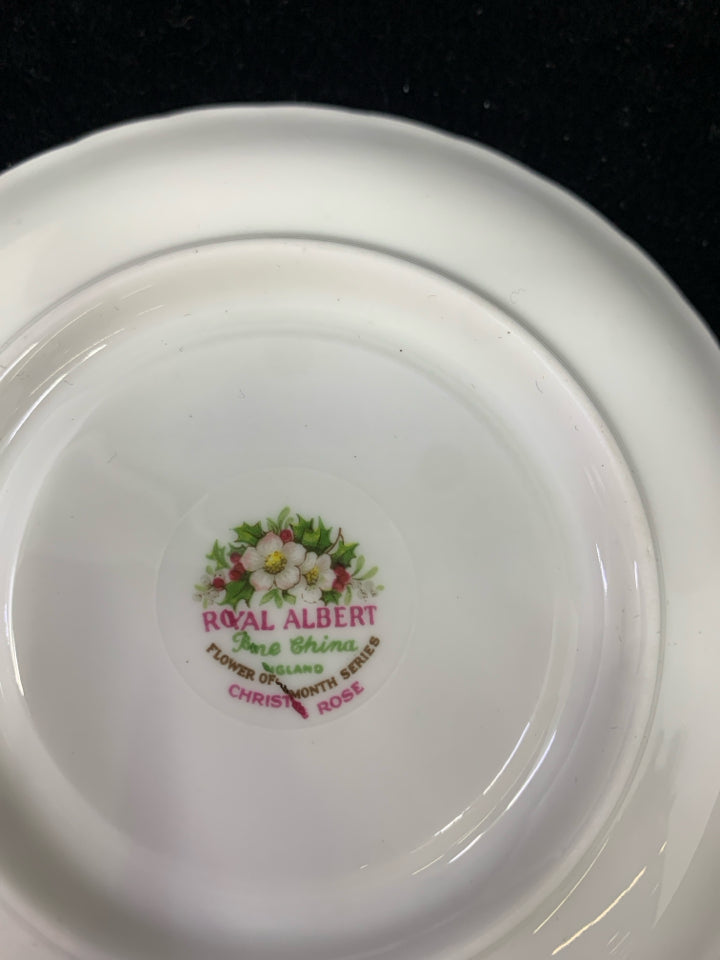 "DECEMBER" WHITE FLOWER W/BERRIES CHRISTMAS ROSE.