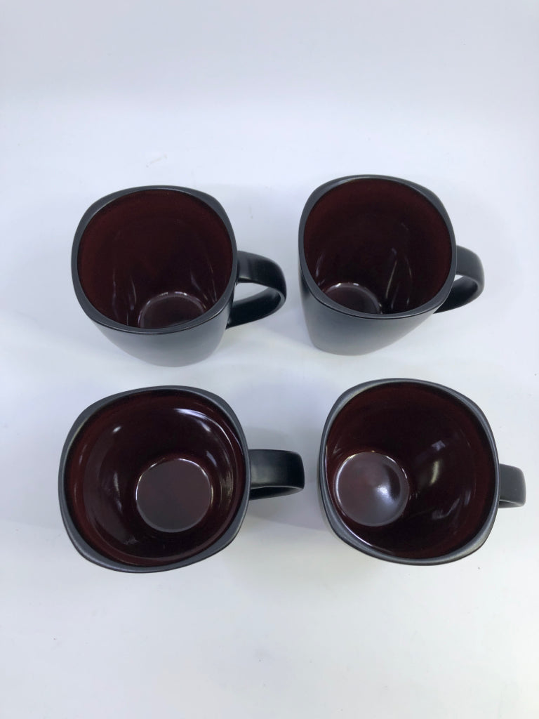 16 PC SVC 4 BLACK + RED DISH SET.