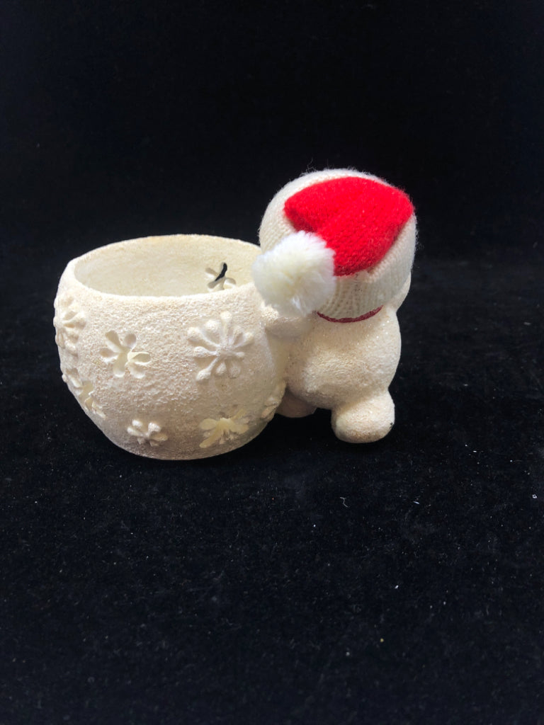 SPARKLE RESIN SNOWMAN W/ PIERCED SNOWFLAKES TEA LIGHT HOLDER DEPARTMENT 56.