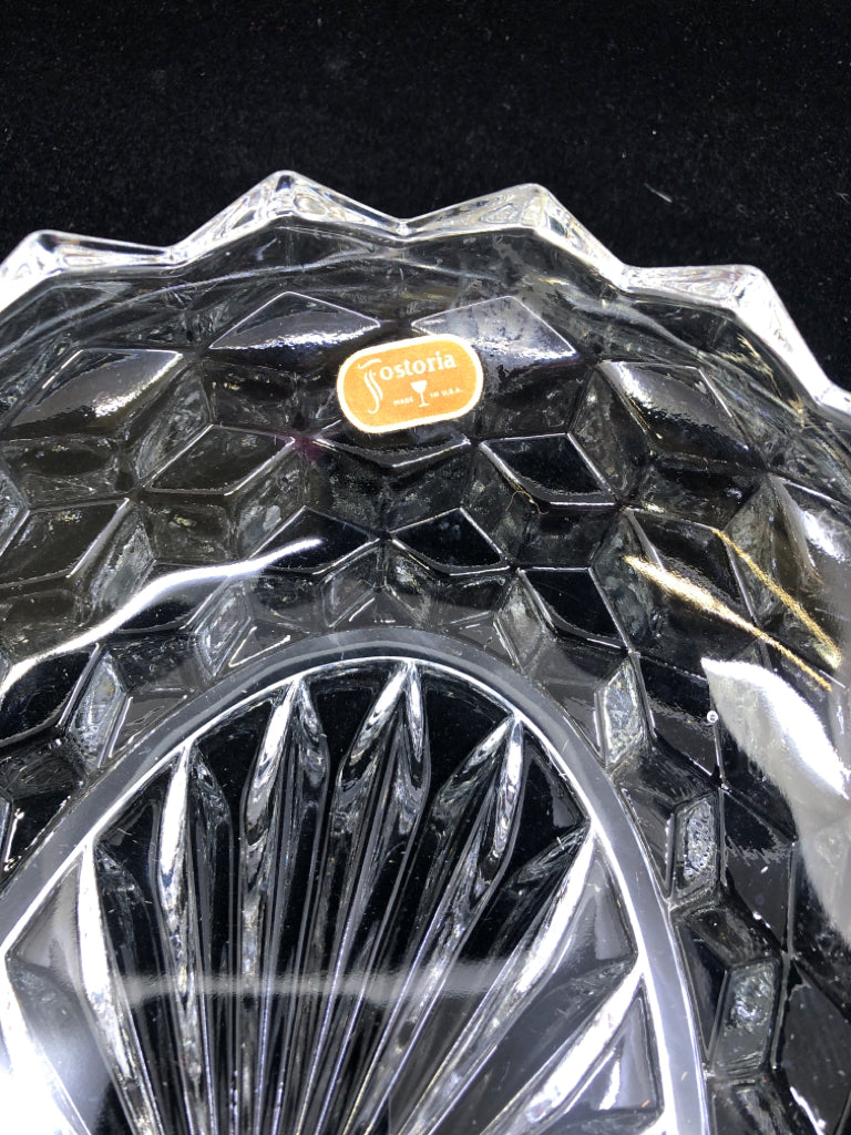 DIVIDED FOSTORIA GLASS SERVING DISH.