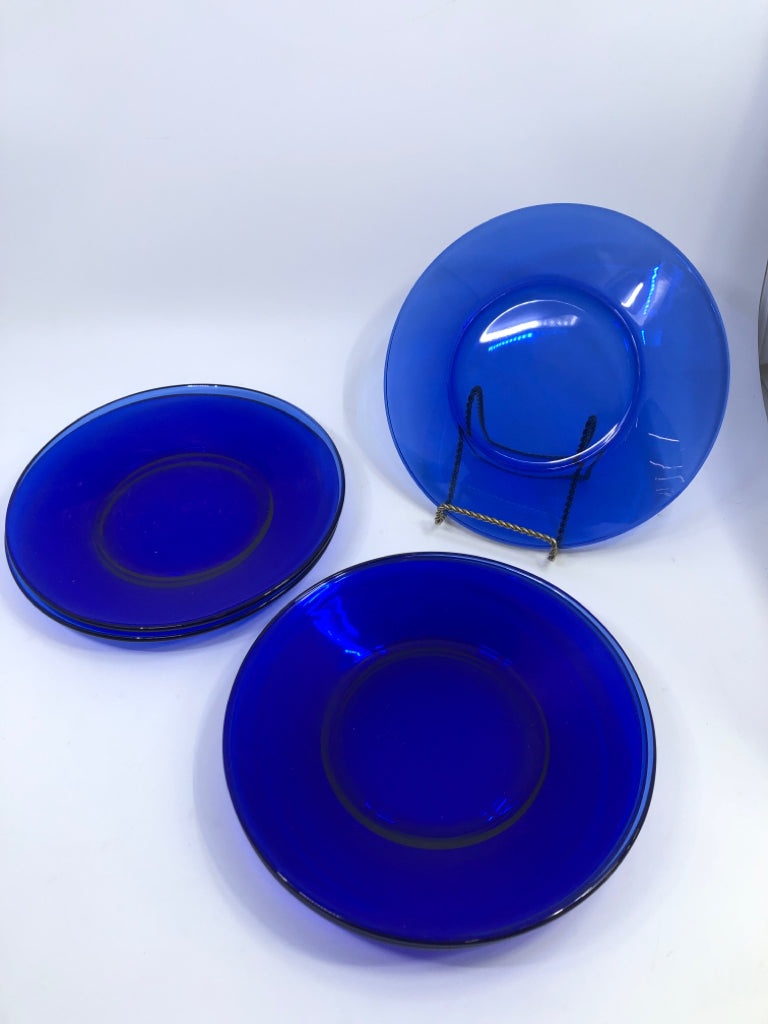 6 COBALT BLUE SALAD PLATES.