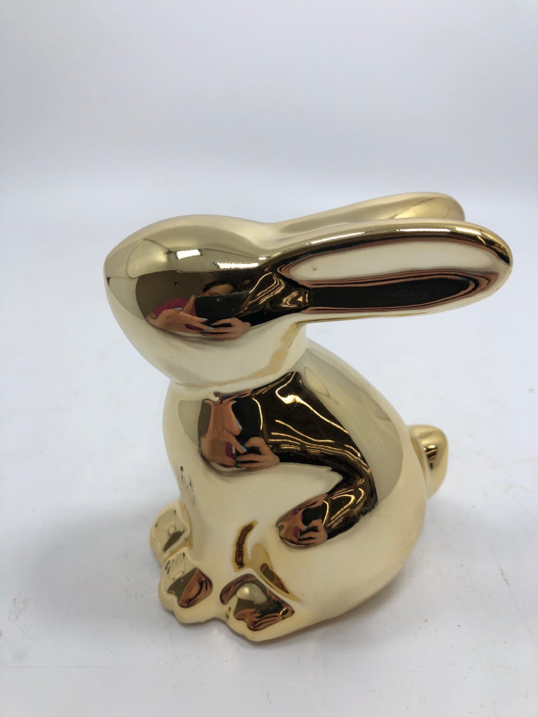 GOLDEN CERAMIC BUNNY FIGURINE.