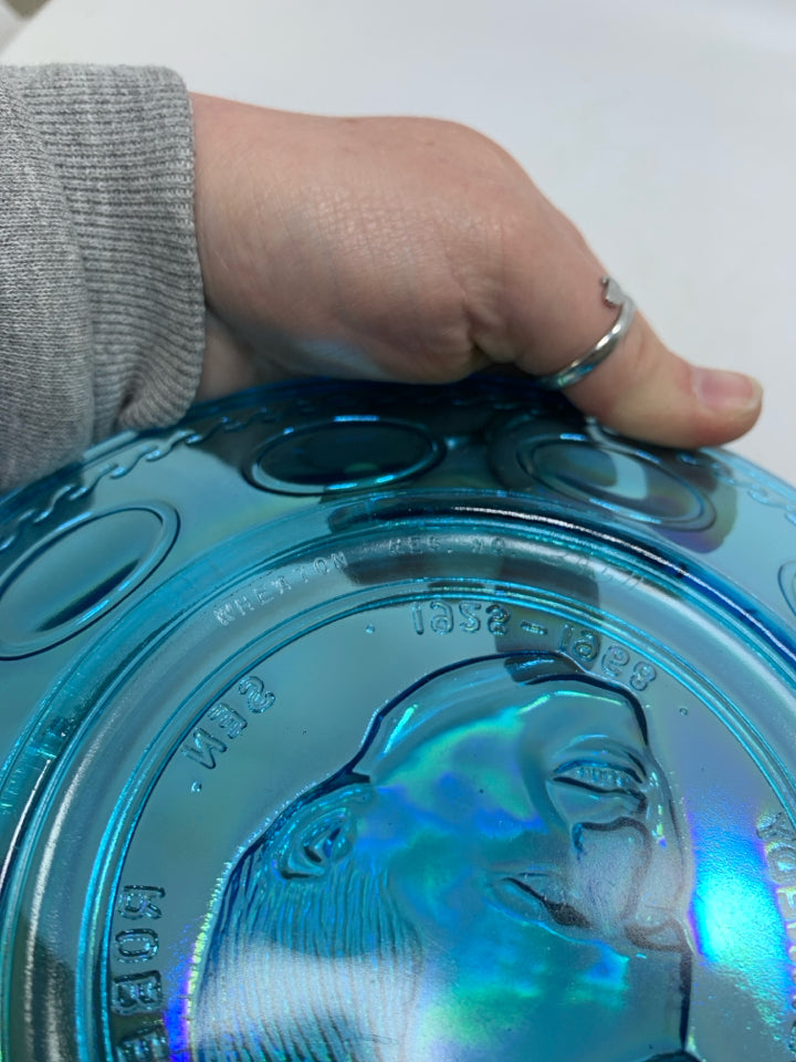VTG LIGHT BLUE IRIDESCENT GLASS ROBERT KENNEDY.