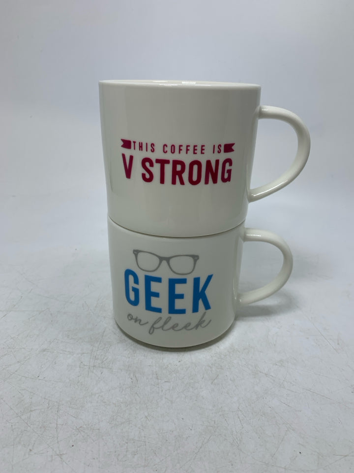 2 WORDY STACKING MUGS.