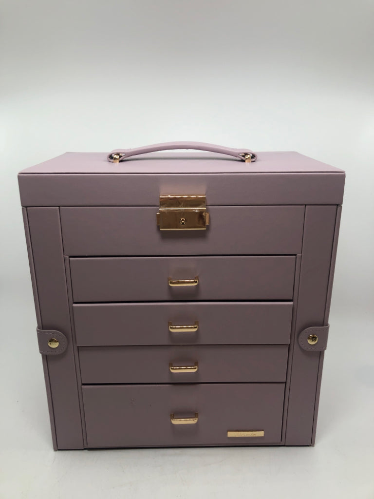 4 DRAWER PURPLE FAUX LEATHER JEWELRY ORGANIZER W/FLIP TOP.