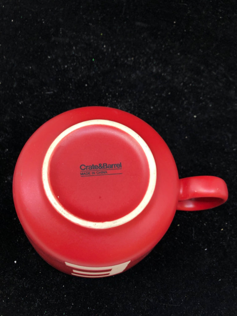 RED SOUP MUG W/ MONOGRAM E.