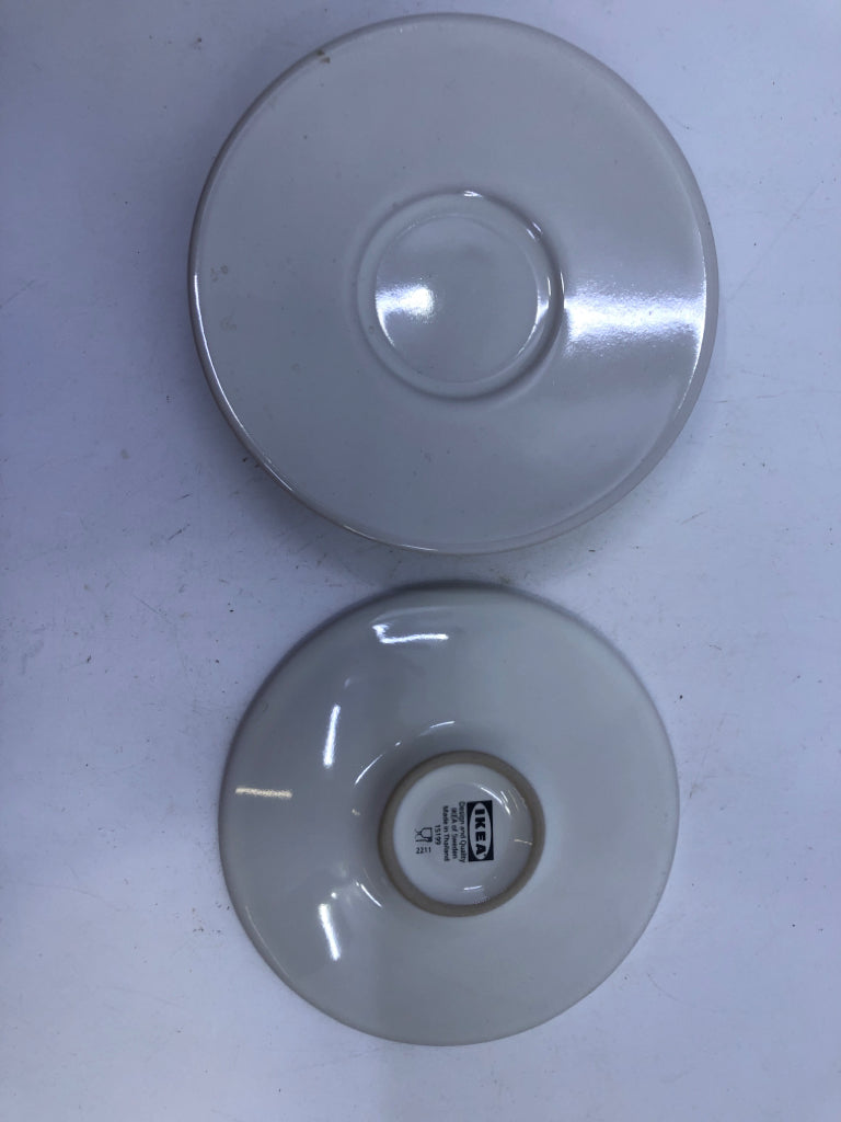 8PC IKEA WHITE TEACUP AND SAUCER SET.