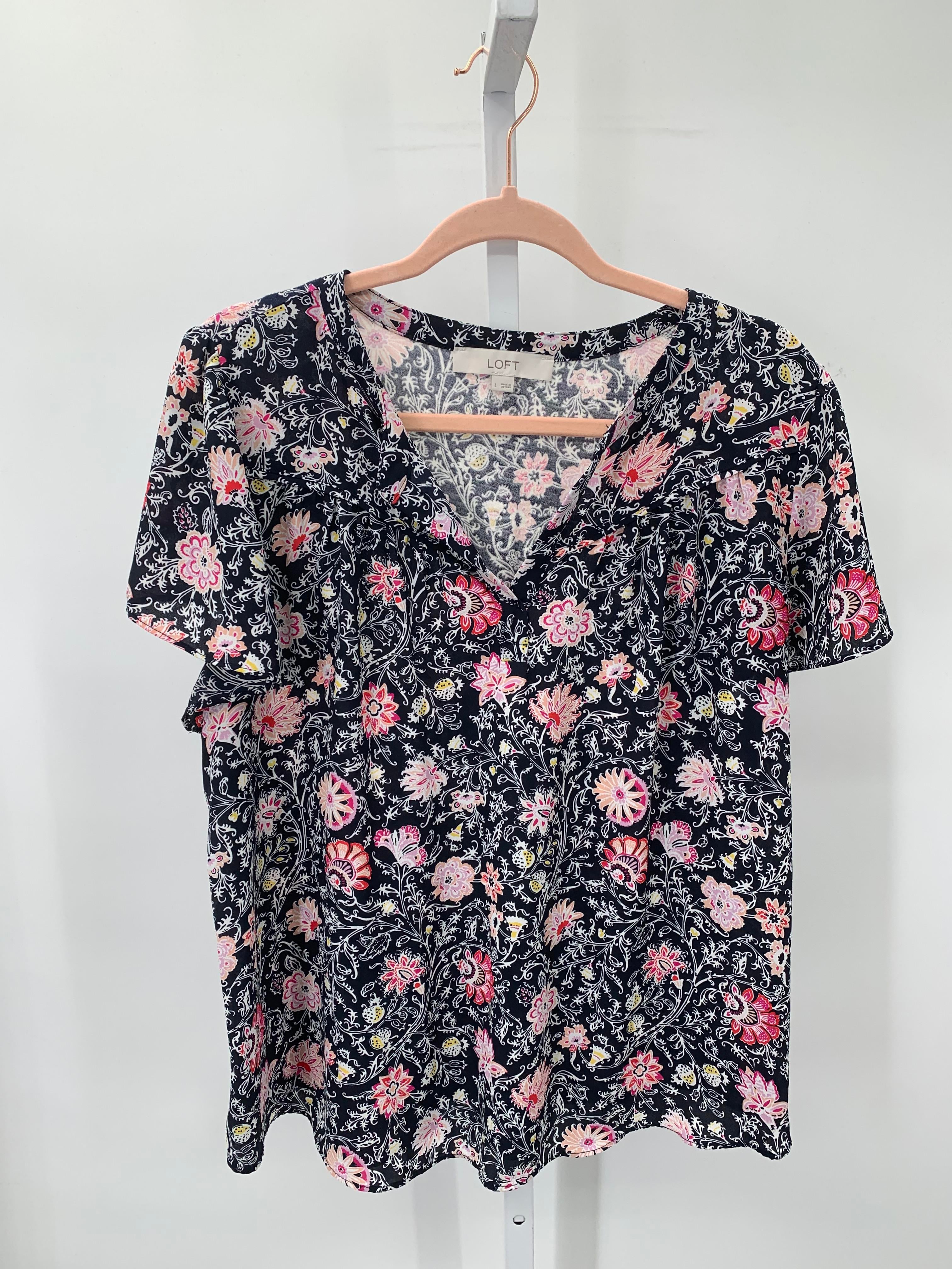 Loft Size Large Misses Short Sleeve Shirt