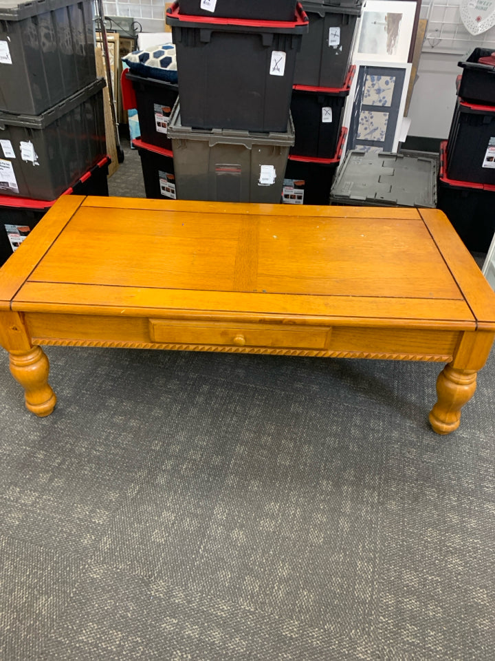 WOOD COFFEE TABLE W DRAWER.