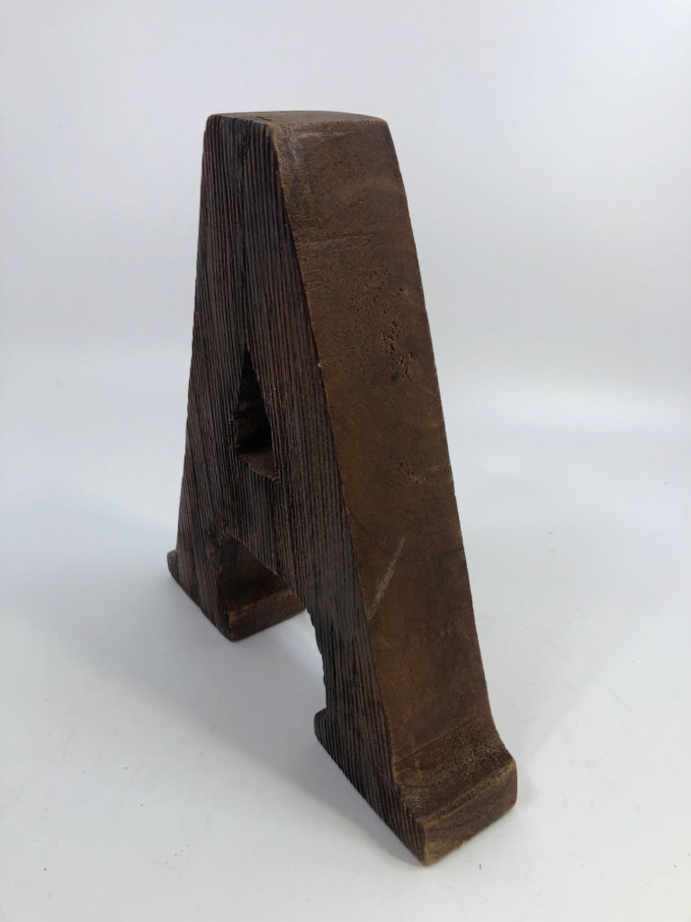 "A" WOOD BOOK END.