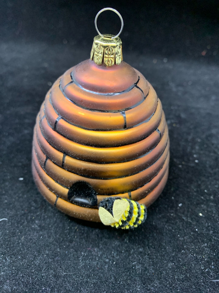 BEEHIVE GLASS ORNAMENT.
