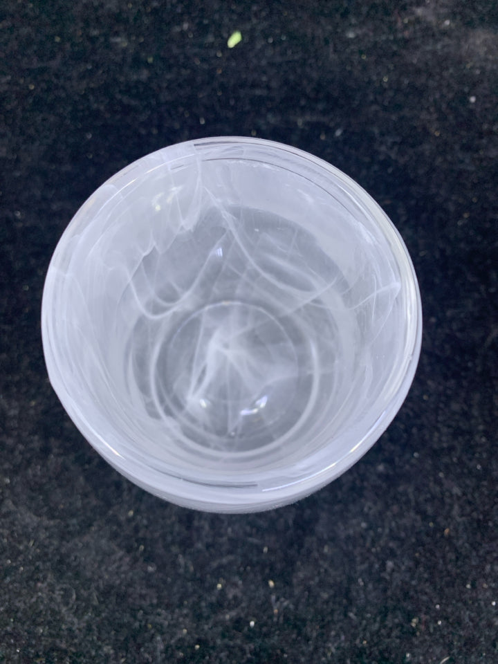 WHITE BLOWN GLASS VOTIVE HOLDER.