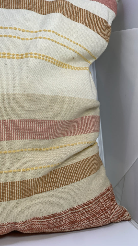 PEACH/CREAM STRIPE PILLOW.