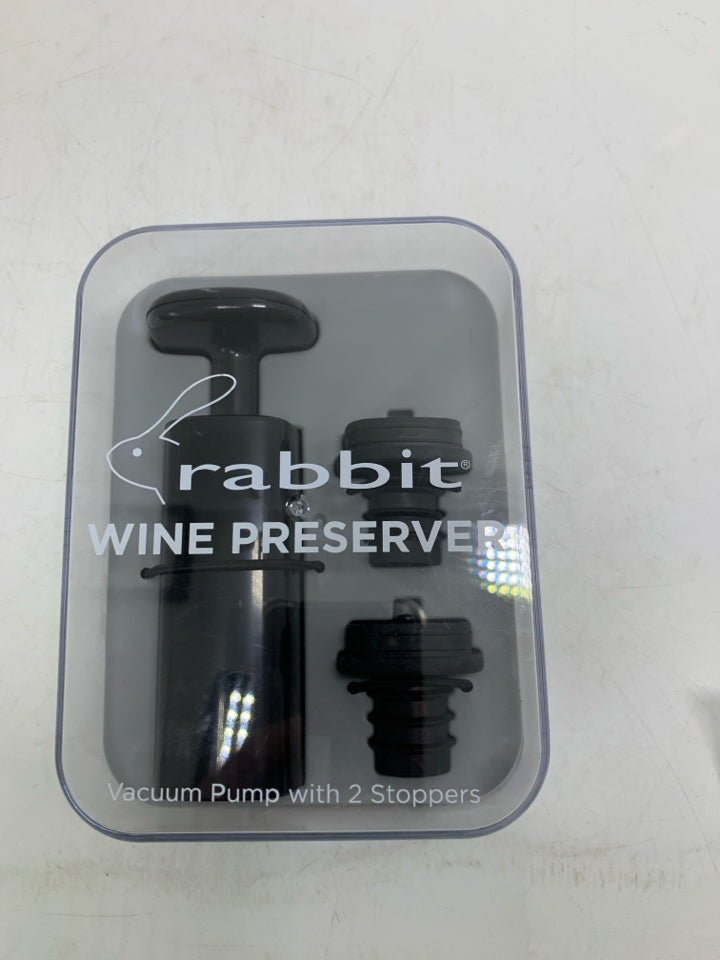 NIP WINE PRESERVER VACUUM PUMP W/ 2 BOTTLE STOPPERS.