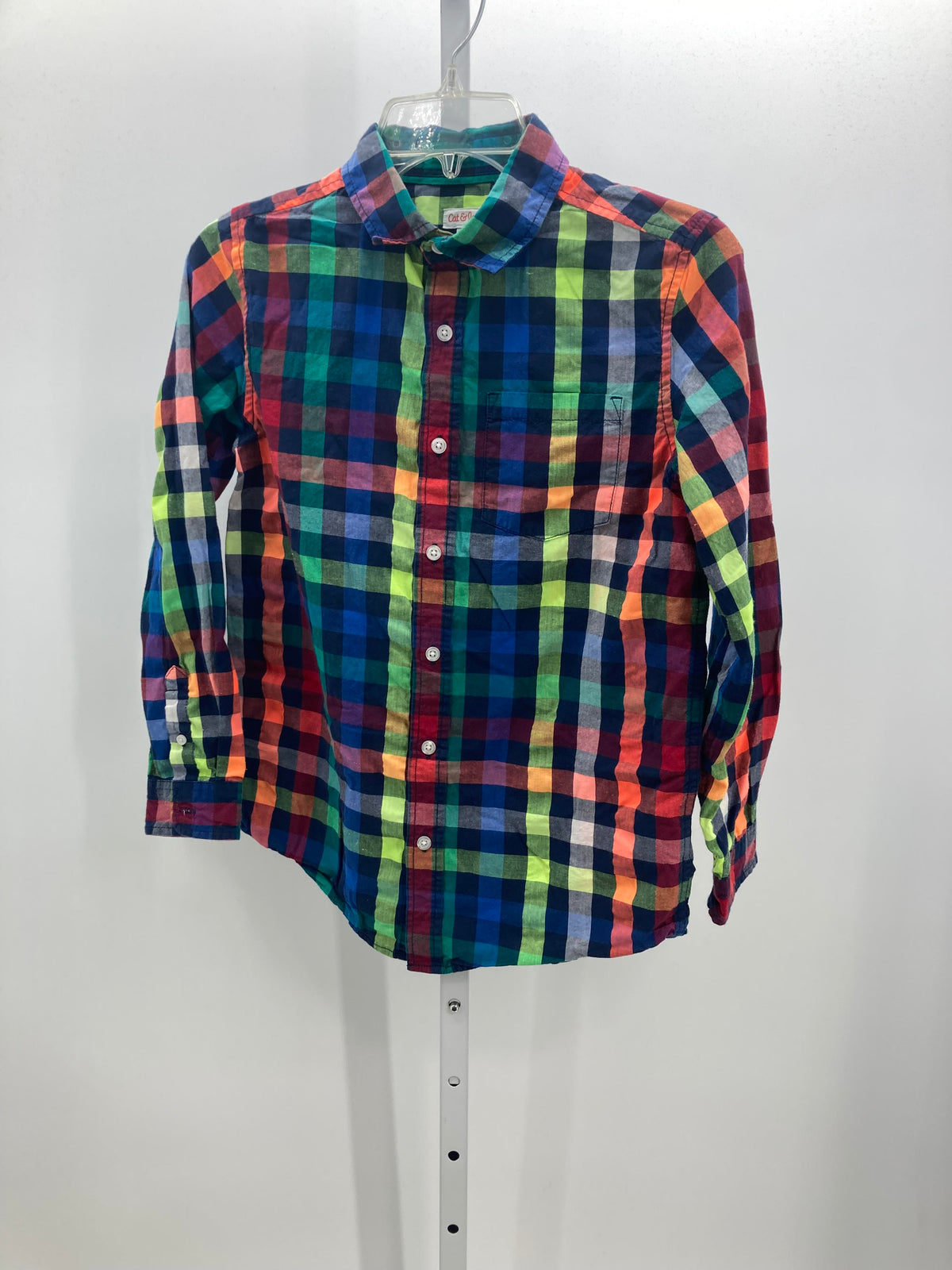 NEON PLAID BTN DOWN