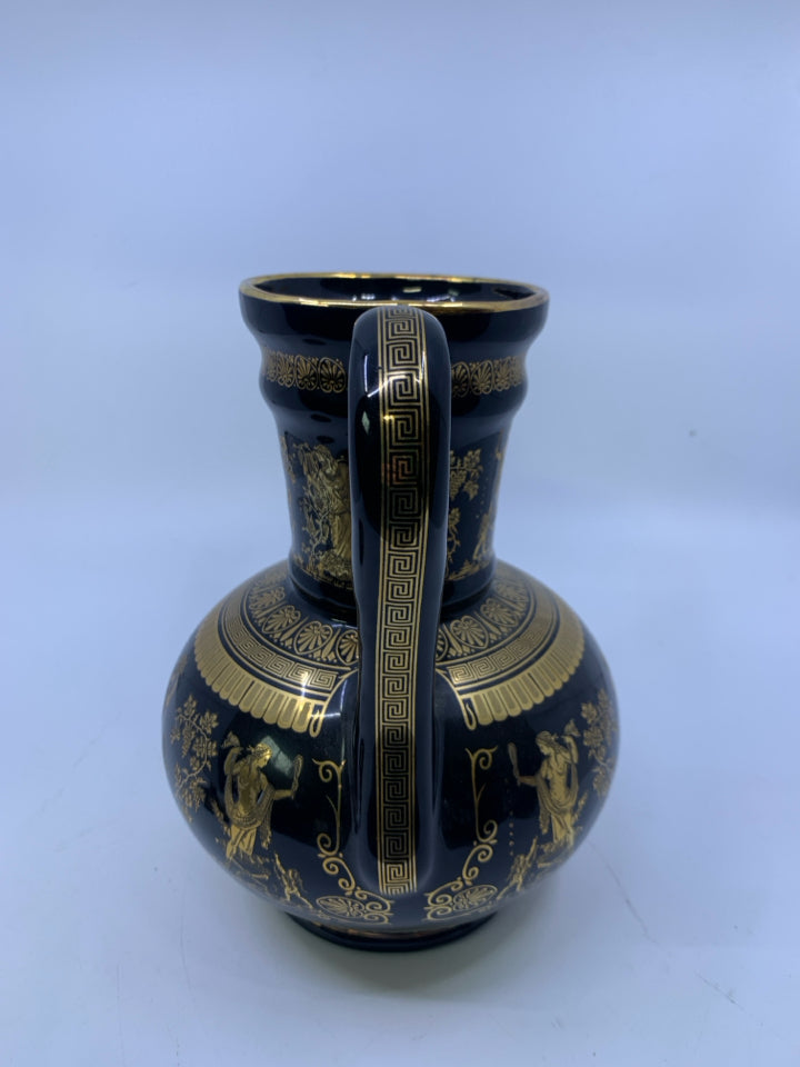 VTG BLACK/ 24K GOLD GREEK MYTHOLOGY PATTERN COFFEE POT.