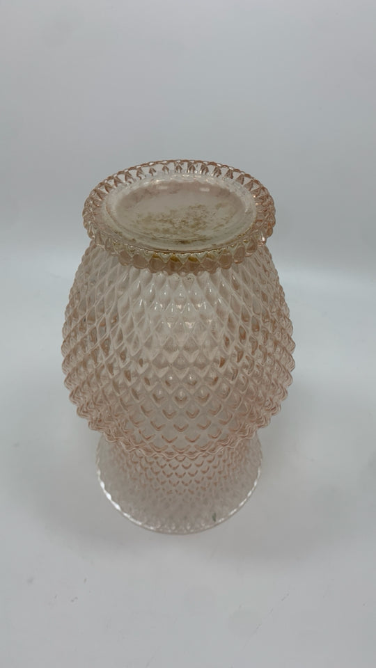 PINK BUBBLE GLASS VASE.