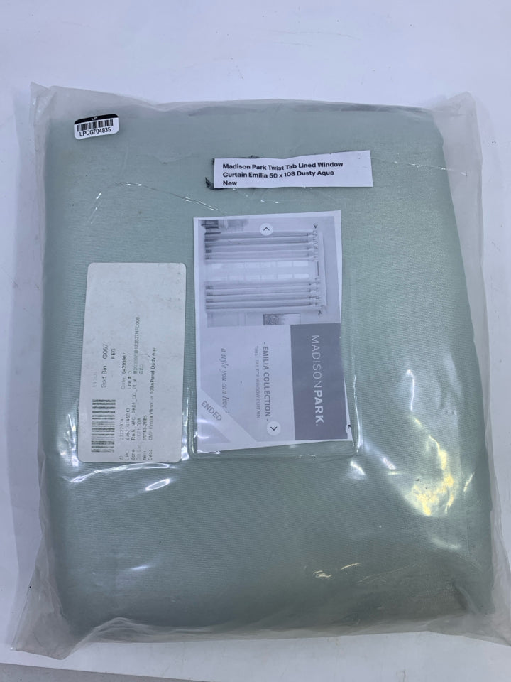 NIP DUSTY AQUA MADISON PARK 1 CURTAIN PANEL.