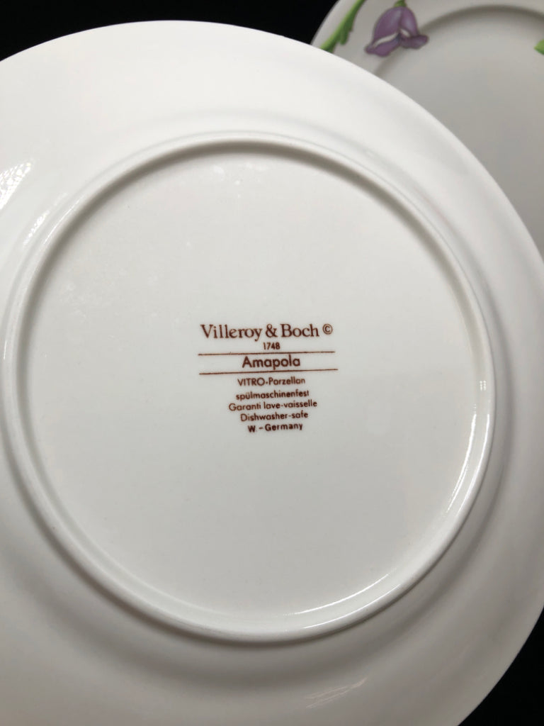 6 AMAPOLA FLORAL LUNCH PLATES.