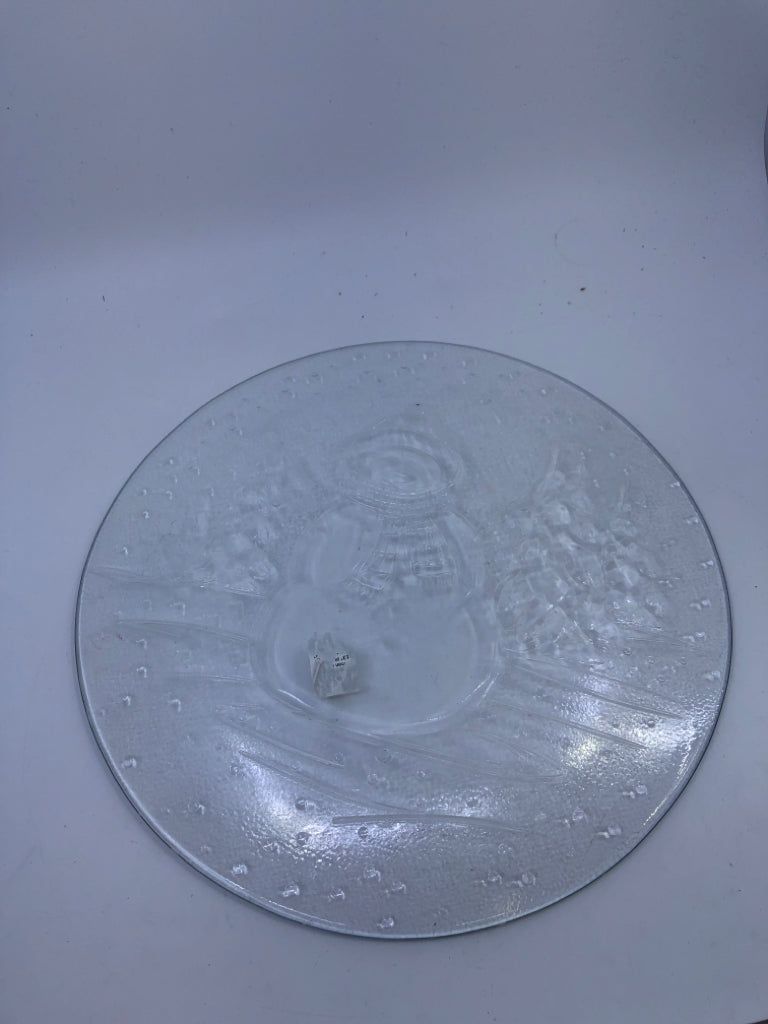 SNOWMAN GLASS PLATTER.