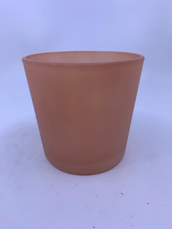 PEACH FROSTED GLASS VASE.