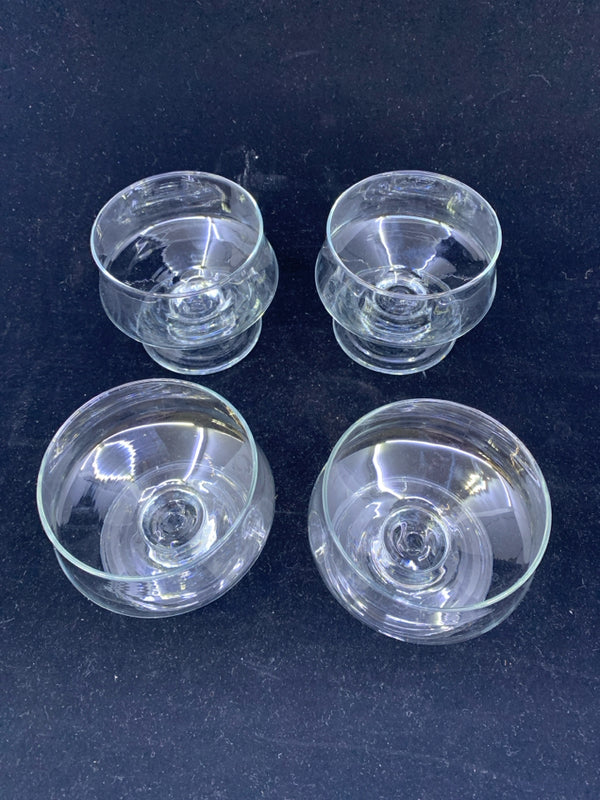 4 FOOTED CLEAR DESSERT BOWLS.