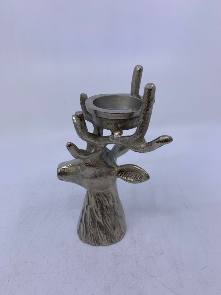 STAG/ DEER METAL TEA LIGHT HOLDER.