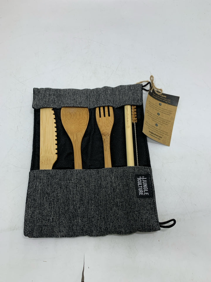 NIP BAMBOO KNIFE/FORK/SPOON IN TRAVEL CASE.