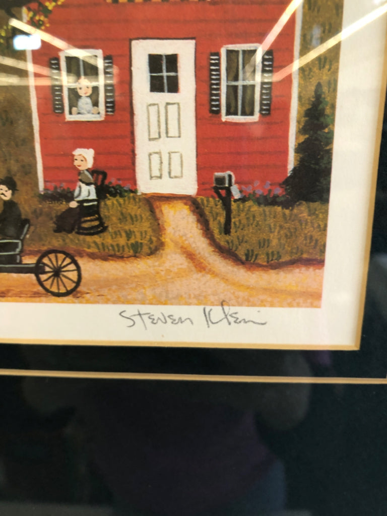 BARN + HORSES- COUNTRY RIDERS- SIGNED LITHOGRAPH - STEVEN KLEIN.