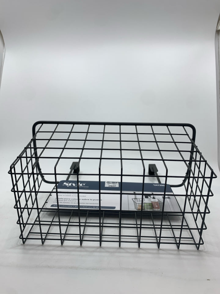 GREY METAL CABINET DOOR BASKET.