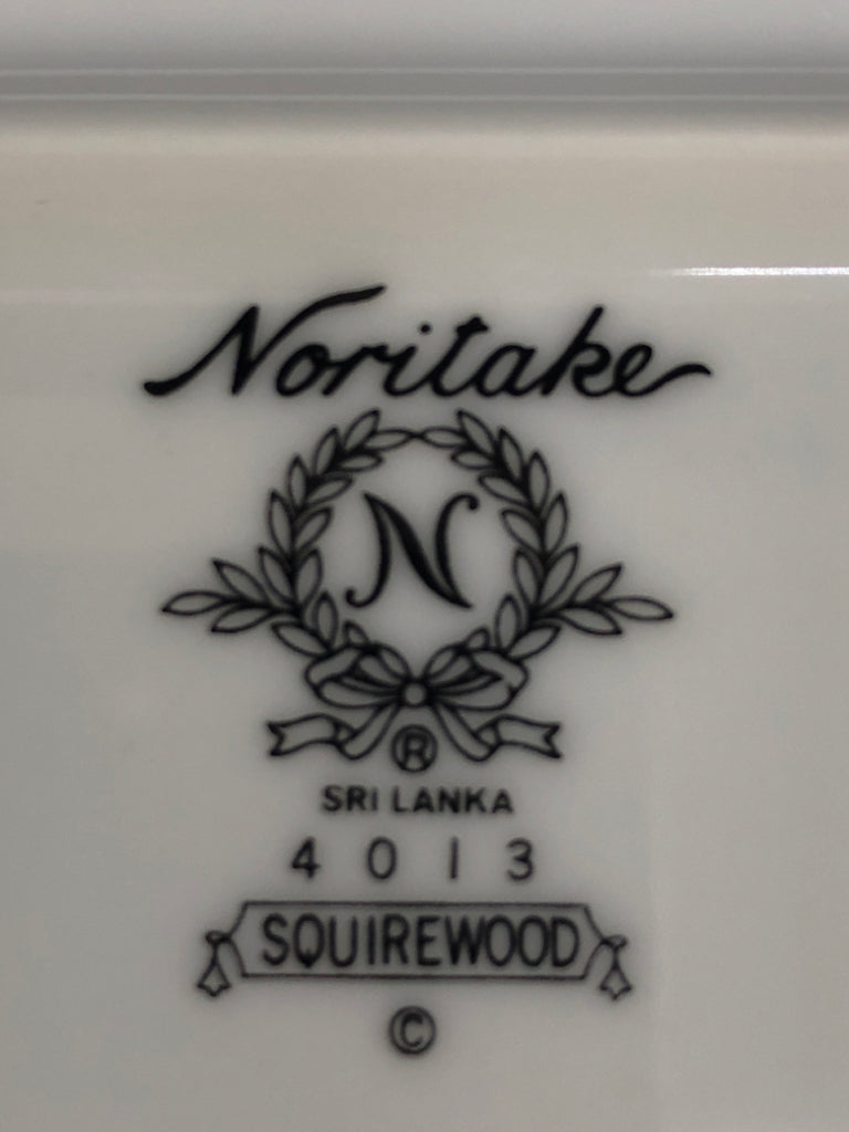 BLUE FLORAL W SILVER PLATTER.