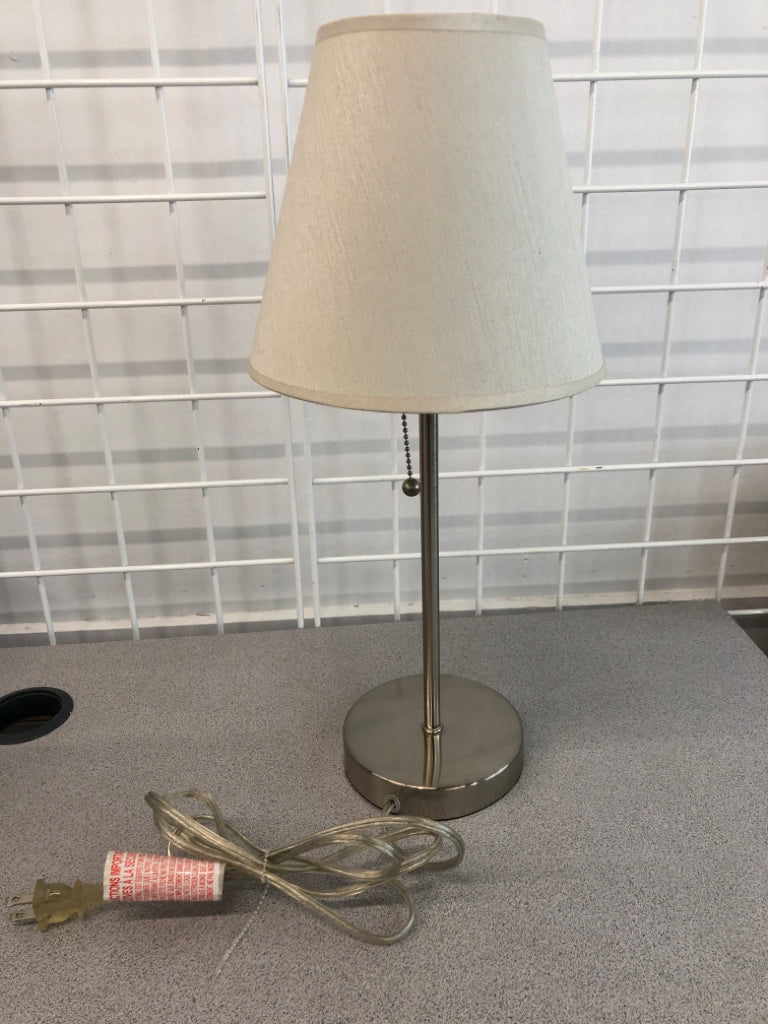 SM SILVER LAMP W/CONE SHADE.