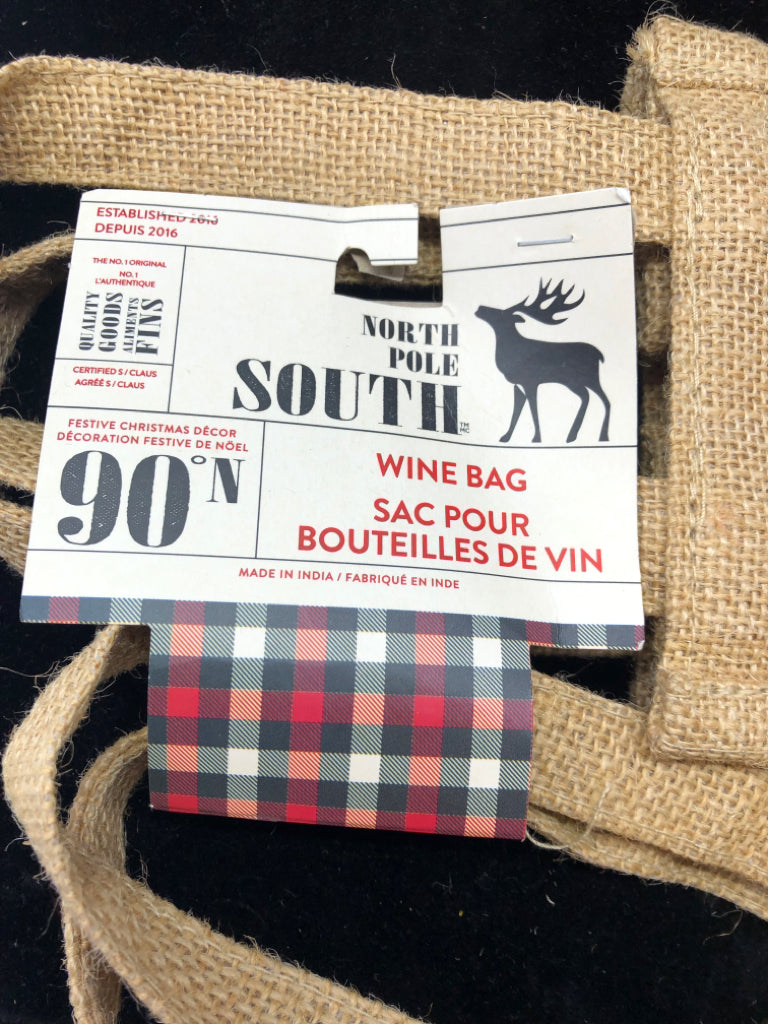 2-NIP MERRY CHRISTMAS REINDEER WINE BAG.